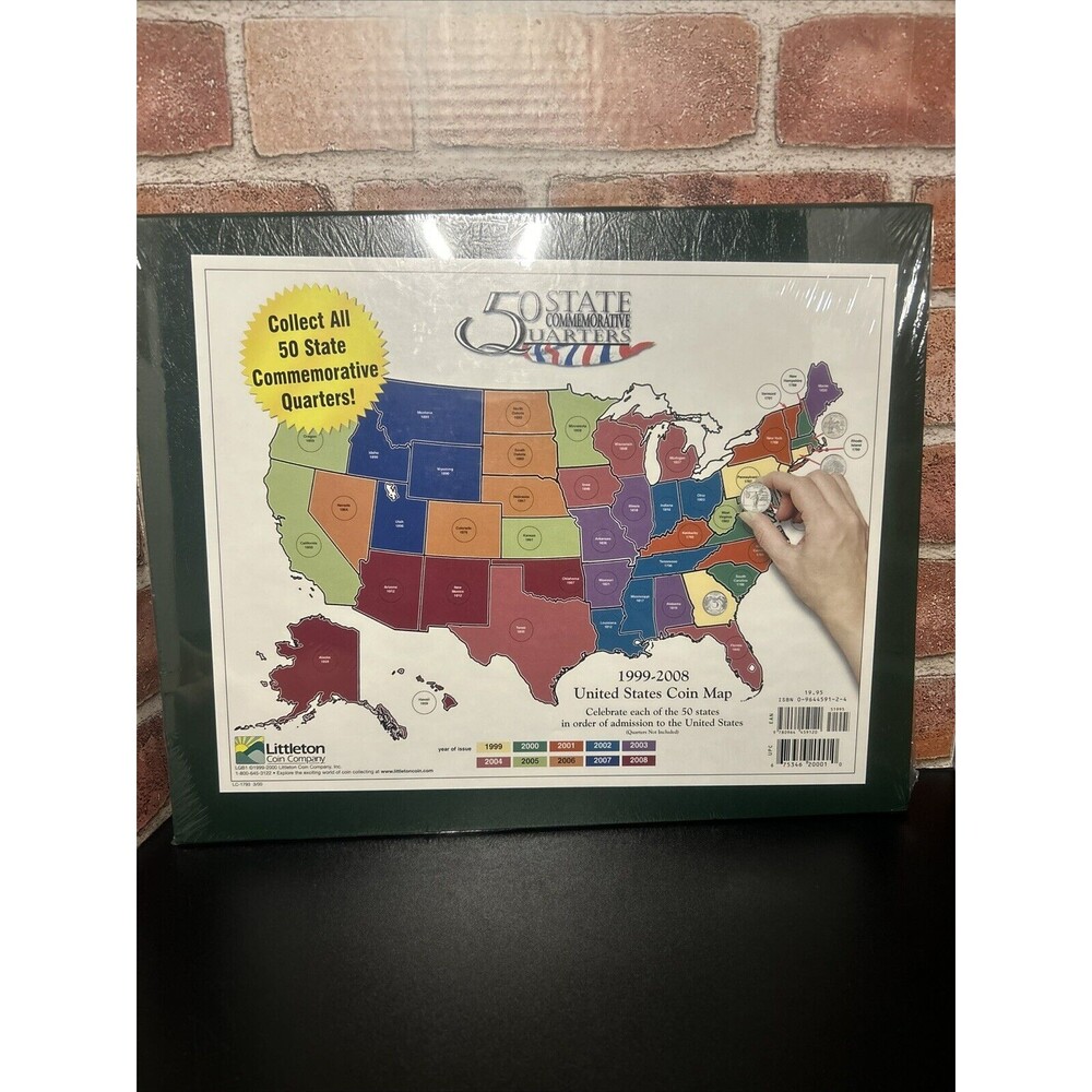 Littleton Coin Company 50 State Map For Commemorative Quarters 1999-2008